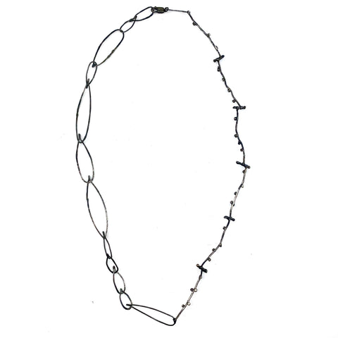 Medium Textured Oval Silver Link Chain 24" Handmade