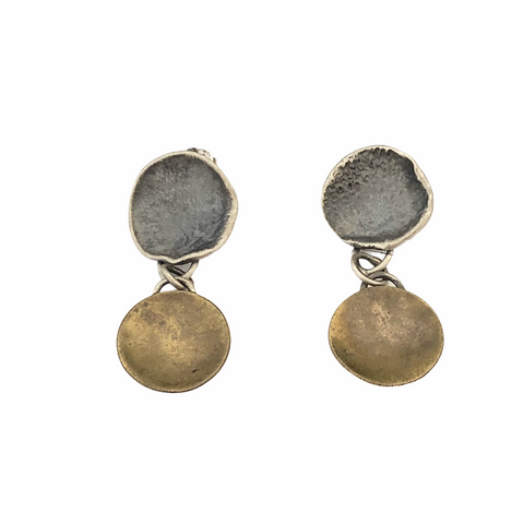 Medium Honesty Studs of sterling silver and 18k gold