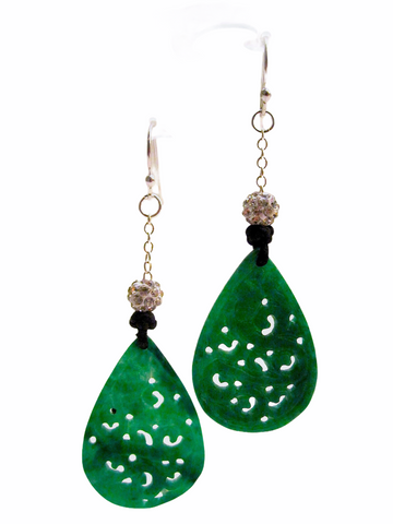 Jade, Black Agate and Freshwater Pearl Earrings