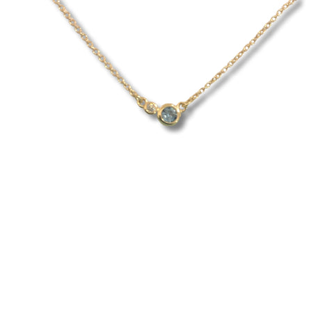 Aquamarine Necklace with Gold and Silver Chain