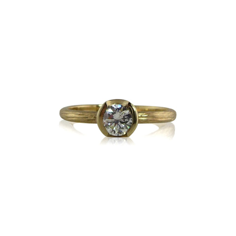 Canary Yellow and White Diamond Kinetic Ring