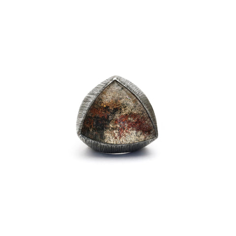 Marquise Shape Labradorite Ring with Etched Texture in Sterling Silver
