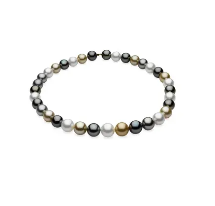 10-13 mm Round/Near Round Graduated A Grade Medium Grey Tahitian Cultured Pearl Necklace