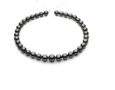 10-13 mm Round/Near Round Graduated A Grade Medium Grey Tahitian Cultured Pearl Necklace