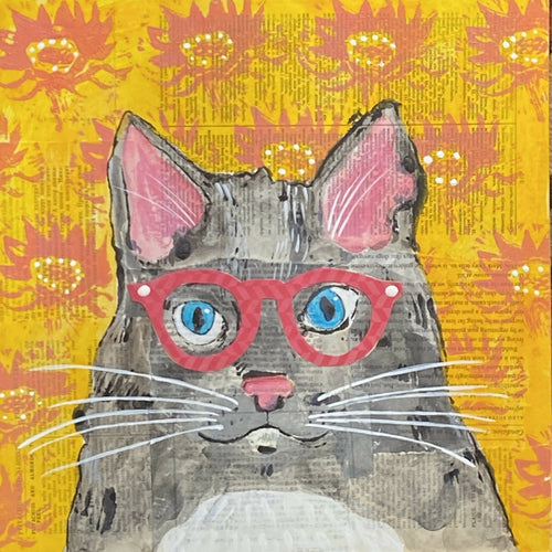 Cat in Red Glasses