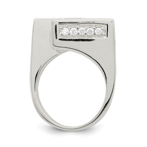 Sterling Silver Large Round CZ Ring