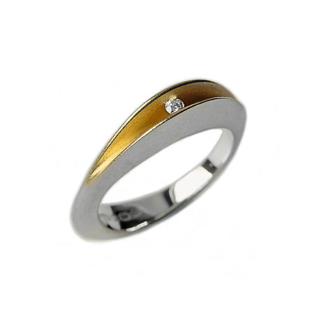 Multi split 4 diamond silver ring with 22k gold plated interior