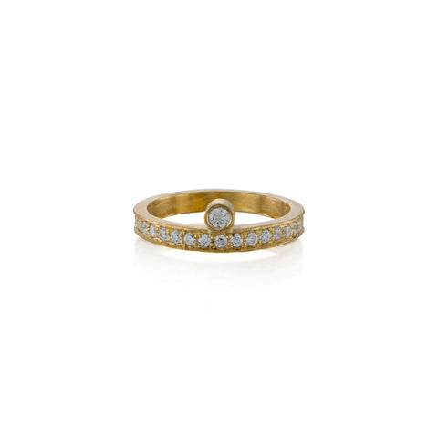 Wide Hammered Band in Solid 14k Gold