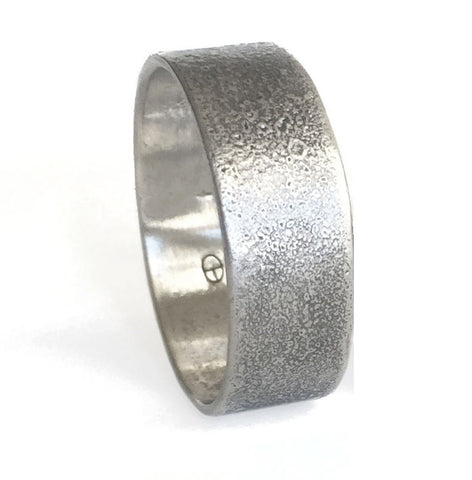 Wide Hammered Band Sterling Silver