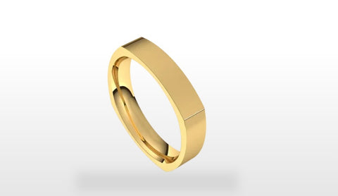 14K Gold Standard Weight Stepped Edge Standard Fit Half Round Band