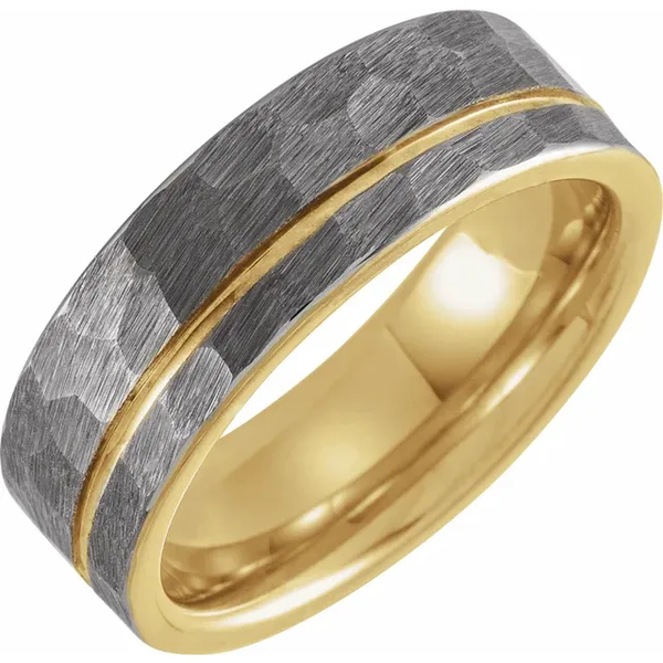 Triple Chevron Mixed Metal Hammered Ring 8