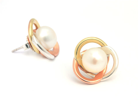 Pink-Gold Splashed Cup Earrings