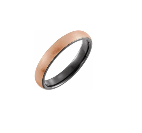 18K Rose Gold PVD & Black PVD Tungsten 5 mm Grooved Band