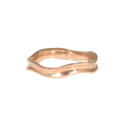 Siver Shimmer Wavy Wedding Band in 14k Gold