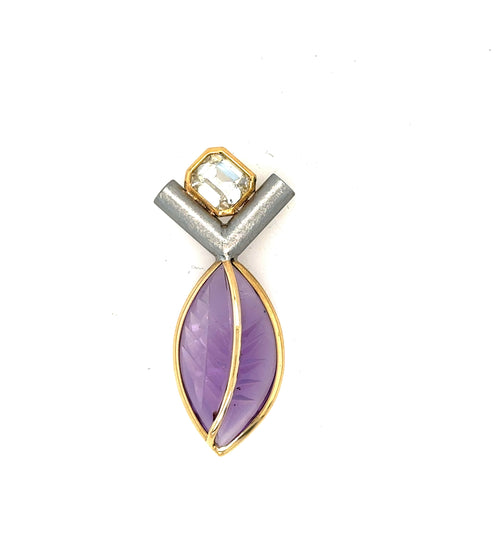Vario Clasp Fancy Cut Amethyst Emerald Cut Diamond Pendant