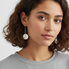 Minimalist Drop Disc Earrings