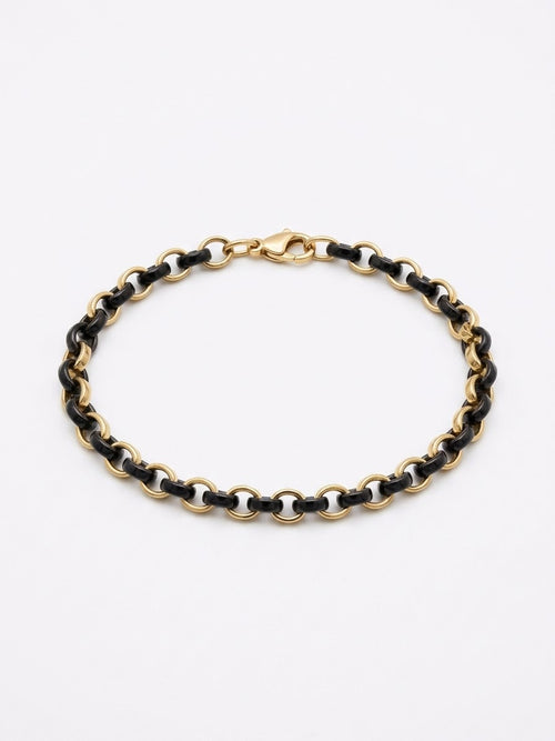 Anchor Flat Chain Bracelet with Contrasting Black and Gold Colors