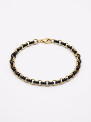 Anchor Flat Chain Bracelet with Contrasting Black and Gold Colors