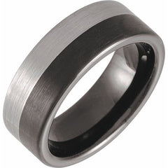 Black PVD & Tungsten 8 mm Grooved Band