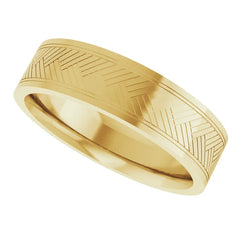 6 MM Herringbone Patterned 10k Gold Comfort-Fit Band