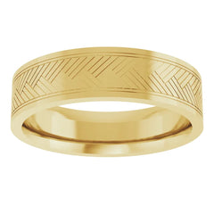 6 MM Herringbone Patterned 10k Gold Comfort-Fit Band