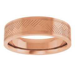 6 MM Herringbone Patterned 10k Gold Comfort-Fit Band