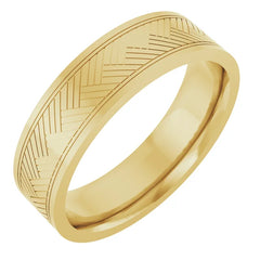 6 MM Herringbone Patterned 10k Gold Comfort-Fit Band