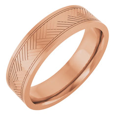 6 MM Herringbone Patterned 10k Gold Comfort-Fit Band