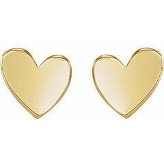 14K Yellow Asymmetrical Heart Earrings