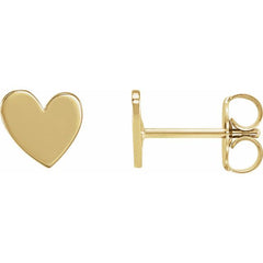 14K Yellow Asymmetrical Heart Earrings