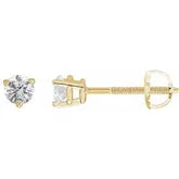 14K Gold 1/3 CTW Diamond Studs GH Color I1 Clarity 3-Prong Basket Mounting Threaded Post Earrings