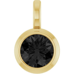 Main Image (Yellow Gold): 14K Yellow Gold Round Bezel Set Black Diamond Pendant