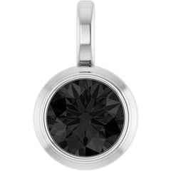 Sterling Silver Round Bezel-Set Black Diamond Pendant