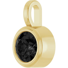 14K Gold Round Bezel-Set 4MM Black Diamond Pendant