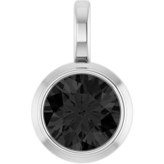 Sterling Silver Round Bezel-Set Black Diamond Pendant