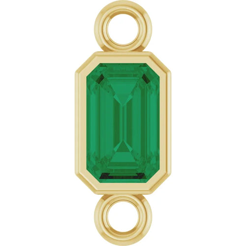 14K Gold Natural Emerald Bezel-Set Link
