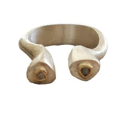 Double Silver Solomon Diamond Ring in 14K Yellow Gold