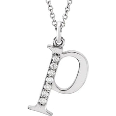 14K Yellow .03 CTW Natural Diamond Lowercase Initial  16" Necklace