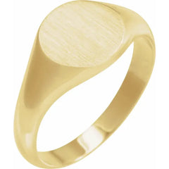 14K Gold 9.5 mm Open Back Round Top Signet Ring