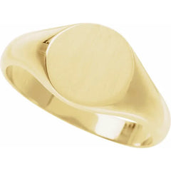 14K Gold 9.5 mm Open Back Round Top Signet Ring