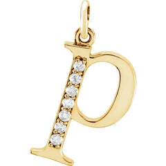 14K Yellow .03 CTW Natural Diamond Lowercase Initial  16" Necklace