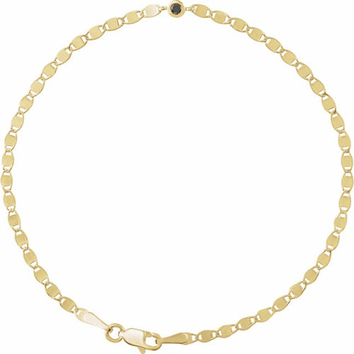14K Gold Natural Diamond Bezel-Set Link Bracelet