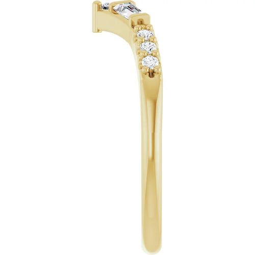 14K Gold 1/4 CTW Lab-Grown Diamond Contour Band | Lireille
