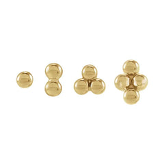 14K Yellow Gold Triple Bead Stud Earrings
