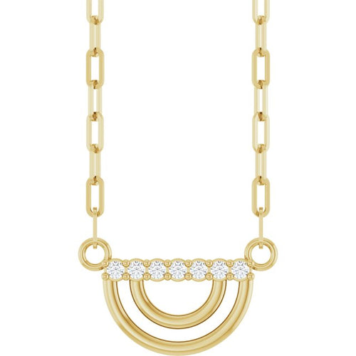 14K Gold Natural Diamond Arch Necklace