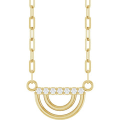 14K Gold Natural Diamond Arch Necklace