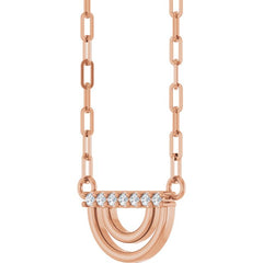 14K Gold Natural Diamond Arch Necklace