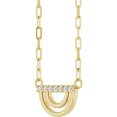 14K Gold Natural Diamond Arch Necklace
