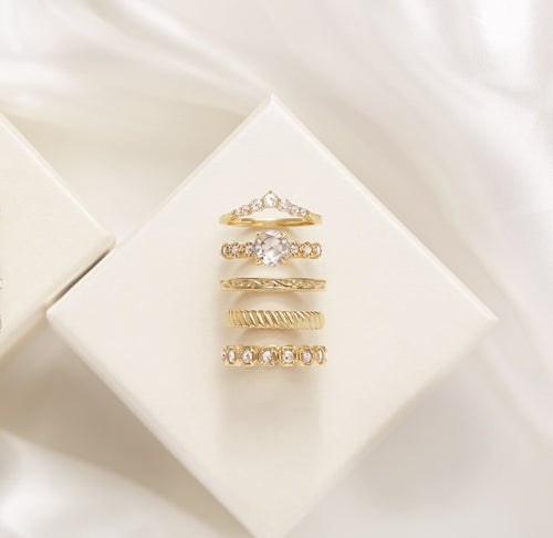 7 Stone Round Rose-Cut Natural Diamond Gold Ring | Lireille