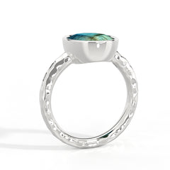 Oval Labradorite 14K White Gold Ring - Custom